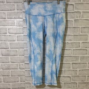 Old Navy Active Geometric Leggings- capris kids size small blue white
